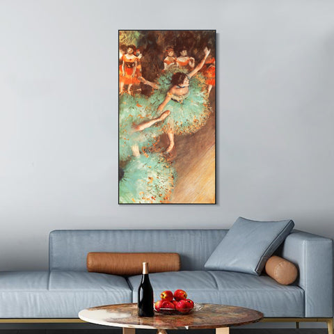 INVIN ART Framed Canvas Giclee Print Art Danseuses basculant, Danseuses vertes by Edgar Degas Wall Art Living Room Home Office Decorations