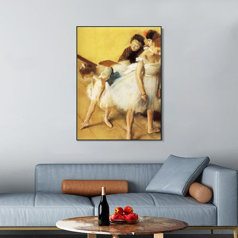 INVIN ART Framed Canvas Giclee Print Art Examen de Danse, Danseuses à leur toilette sur papier by Edgar Degas Wall Art Living Room Home Office Decorations