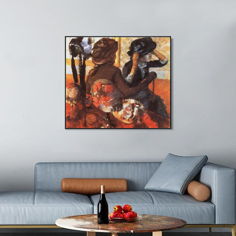 INVIN ART Framed Canvas Giclee Print Art Chez le modiste by Edgar Degas Wall Art Living Room Home Office Decorations
