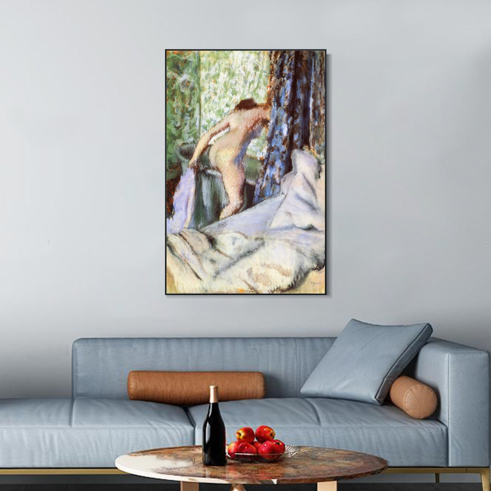 INVIN ART Framed Canvas Giclee Print Art Le Bain, le bain matinal Papier sur papier verg篓娄 by Edgar Degas Wall Art