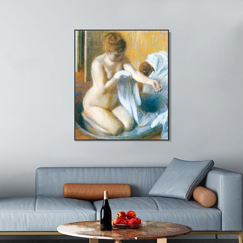 INVIN ART Framed Canvas Giclee Print Art Femme au tub Woman with the tub by Edgar Degas Wall Art