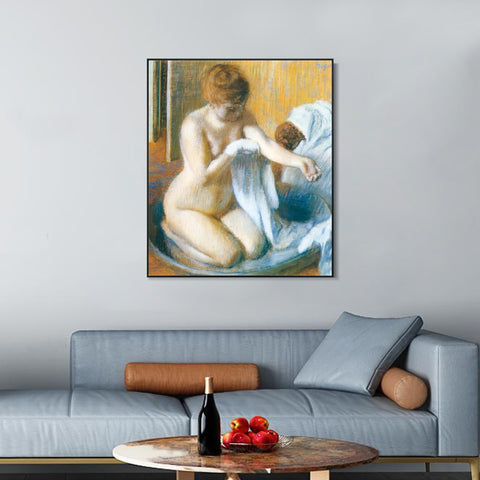 INVIN ART Framed Canvas Giclee Print Art Femme au tub Woman with the tub by Edgar Degas Wall Art Living Room Home Office Decorations