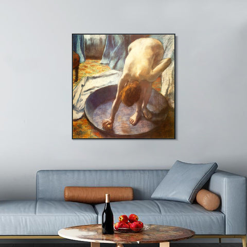 INVIN ART Framed Canvas Giclee Print Art Le Tub by Edgar Degas Wall Art Living Room Home Office Decorations