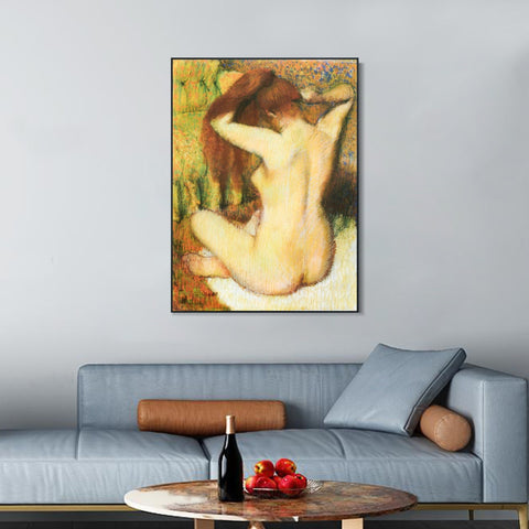 INVIN ART Framed Canvas Giclee Print Art Femme se coiffant Woman being capped by Edgar Degas Wall Art Living Room Home Office Decorations