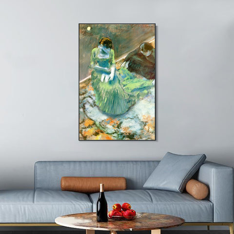 INVIN ART Framed Canvas Giclee Print Art Avant le lever du rideau  by Edgar Degas Wall Art Living Room Home Office Decorations