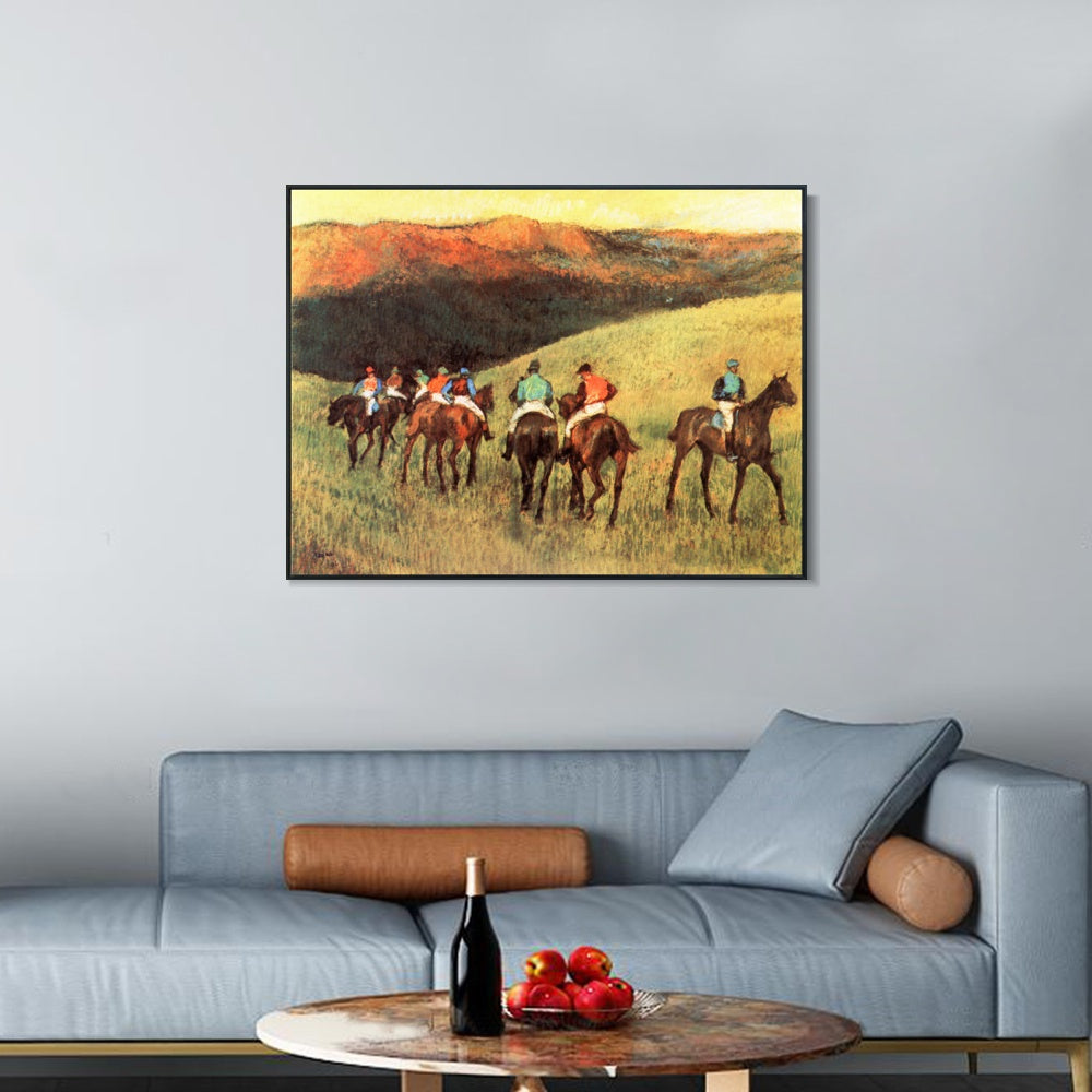 INVIN ART Framed Canvas Giclee Print Art Chevaux de courses 篓陇 l'entrainement by Edgar Degas Wall Art