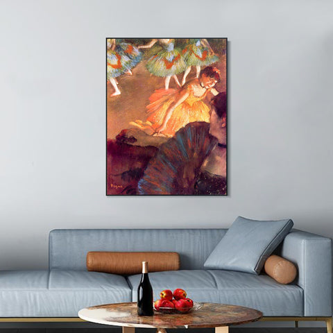 INVIN ART Framed Canvas Giclee Print Art Ballerina and Lady with a Fan by Edgar Degas Wall Art Living Room Home Office Decorations