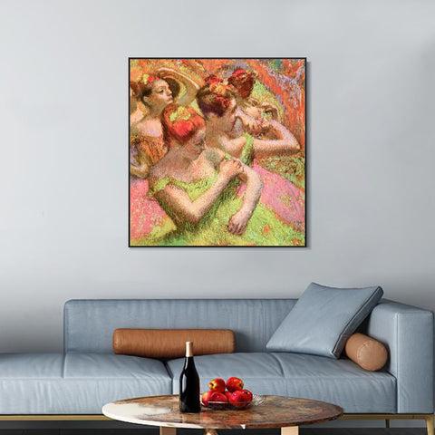 INVIN ART Framed Canvas Giclee Print Art Ballerinas Adjusting Their Dresses by Edgar Degas Wall Art Living Room Home Office Decorations