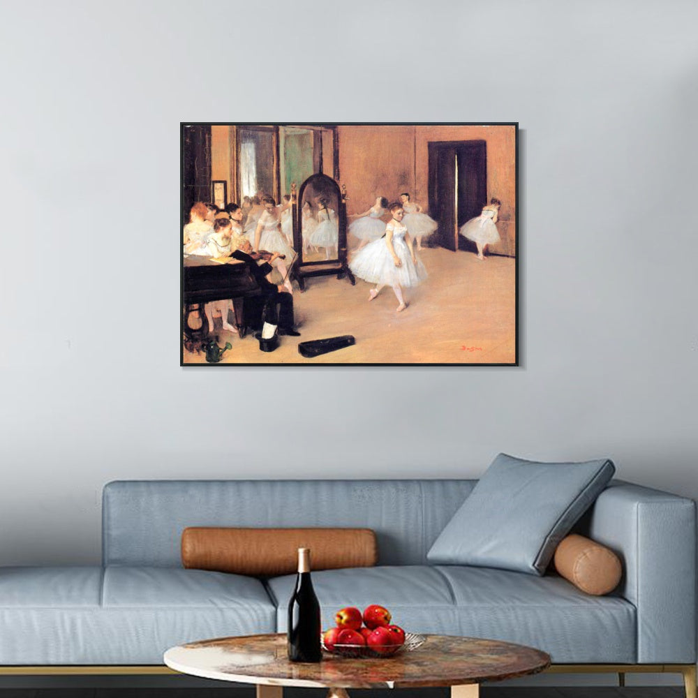 INVIN ART Framed Canvas Giclee Print Art Dance Class by Edgar Degas Wall Art