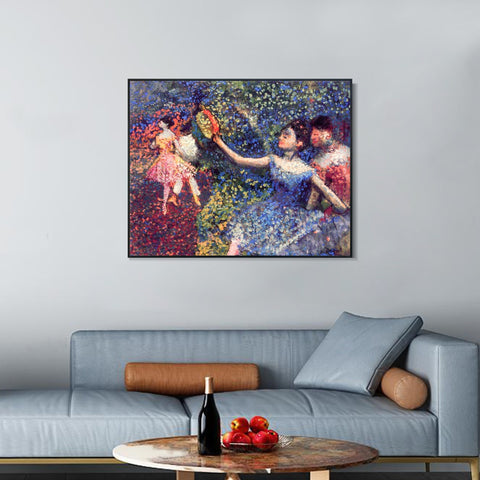 INVIN ART Framed Canvas Giclee Print Art Dancer and Tambourine by Edgar Degas Wall Art Living Room Home Office Decorations