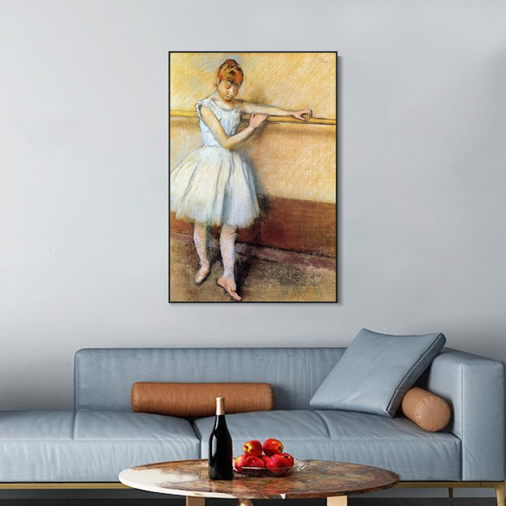 INVIN ART Framed Canvas Giclee Print Art Dancer at the Barre by Edgar Degas Wall Art