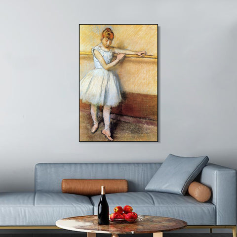 INVIN ART Framed Canvas Giclee Print Art Dancer at the Barre by Edgar Degas Wall Art Living Room Home Office Decorations