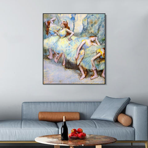 INVIN ART Framed Canvas Giclee Print Art Danseuses dans les coulisses by Edgar Degas Wall Art Living Room Home Office Decorations