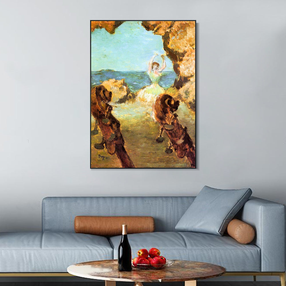 INVIN ART Framed Canvas Giclee Print Art Dancer on Stage by Edgar Degas Wall Art