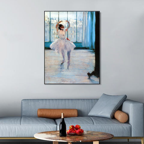INVIN ART Framed Canvas Giclee Print Art Dancer Posing by Edgar Degas Wall Art Living Room Home Office Decorations