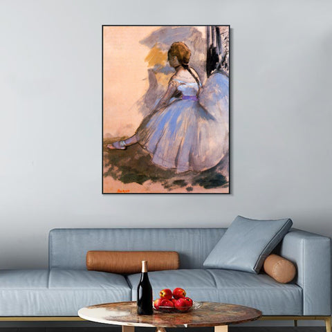 INVIN ART Framed Canvas Giclee Print Art Dancer Seated (study) by Edgar Degas Wall Art Living Room Home Office Decorations