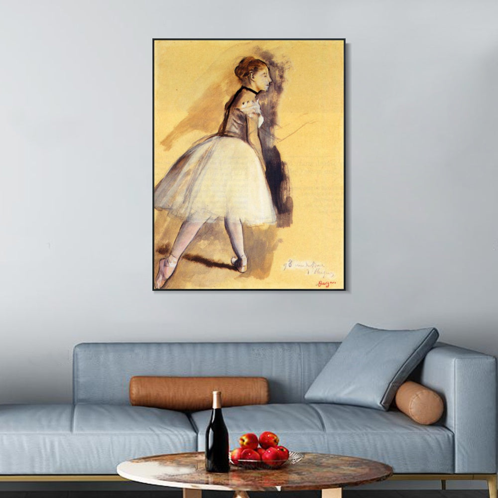 INVIN ART Framed Canvas Giclee Print Art Dancer Standing (study) 2 by Edgar Degas Wall Art