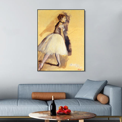 INVIN ART Framed Canvas Giclee Print Art Dancer Standing (study) 2 by Edgar Degas Wall Art Living Room Home Office Decorations