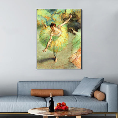 INVIN ART Framed Canvas Giclee Print Art Dancer Tilting by Edgar Degas Wall Art Living Room Home Office Decorations