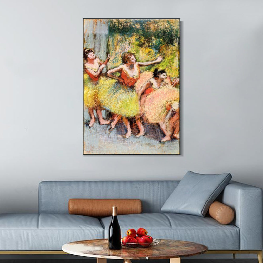 INVIN ART Framed Canvas Giclee Print Art Dancers in Green and Yellow,1899-1904 by Edgar Degas Wall Art
