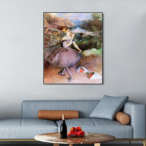 INVIN ART Framed Canvas Giclee Print Art Dancer with Bouquets by Edgar Degas Wall Art Living Room Home Office Decorations