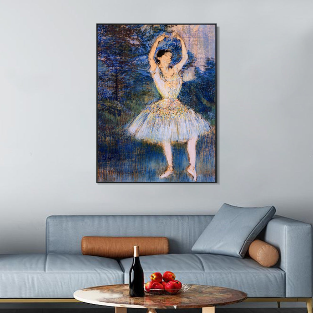 INVIN ART Framed Canvas Giclee Print Art Dancer with Raised Arms by Edgar Degas Wall Art