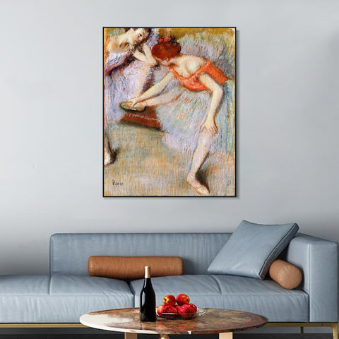 INVIN ART Framed Canvas Giclee Print Art Dancers, 1895 by Edgar Degas Wall Art Living Room Home Office Decorations