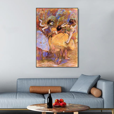 INVIN ART Framed Canvas Giclee Print Art Dancers,circa 1900 by Edgar Degas Wall Art Living Room Home Office Decorations