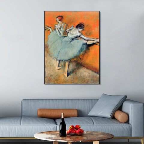 INVIN ART Framed Canvas Giclee Print Art Dancers at the Barre by Edgar Degas Wall Art Living Room Home Office Decorations
