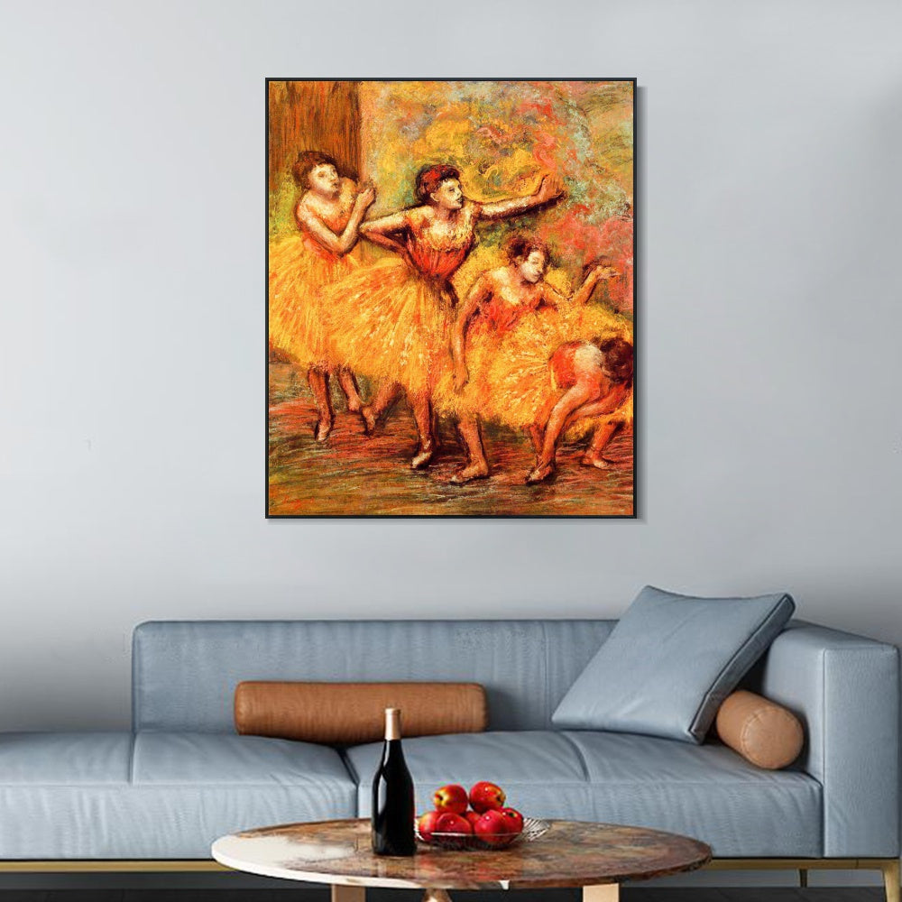INVIN ART Framed Canvas Giclee Print Art Four Dancers,circa 1903 by Edgar Degas Wall Art