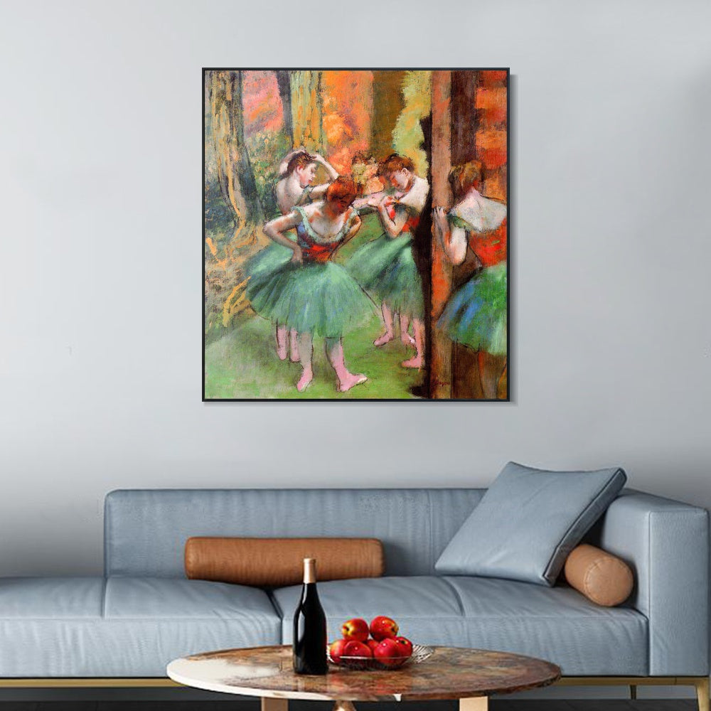 INVIN ART Framed Canvas Giclee Print Art Dancers, Pink and Green,circa 1885-1895 by Edgar Degas Wall Art