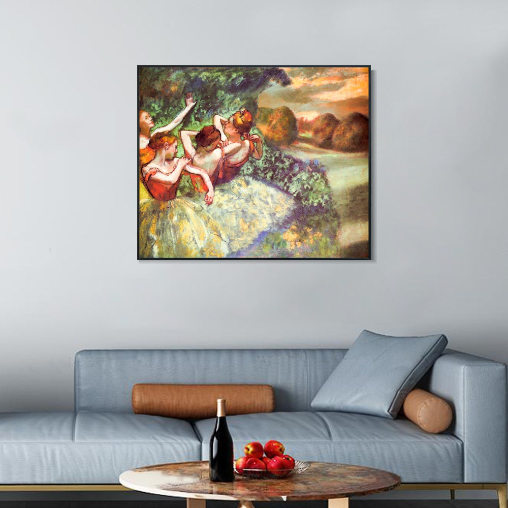 INVIN ART Framed Canvas Giclee Print Art Four Dancers, circa 1899 by Edgar Degas Wall Art