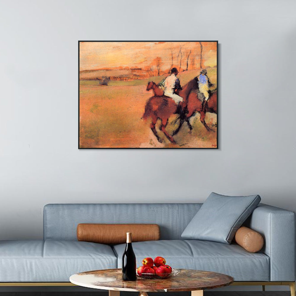 INVIN ART Framed Canvas Giclee Print Art Horses and Jockeys,circa 1886-1990 by Edgar Degas Wall Art