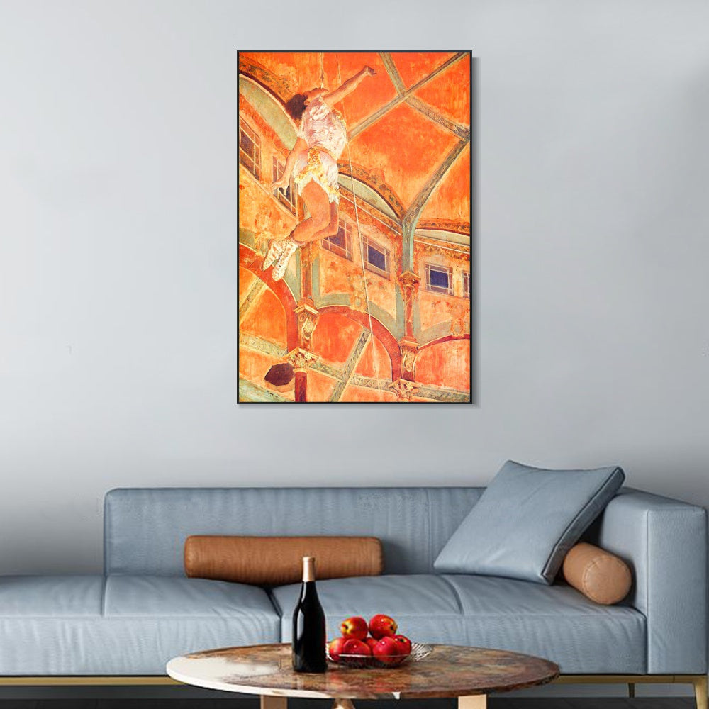 INVIN ART Framed Canvas Giclee Print Art La La at the Cirque Fernando,Paris 1879 by Edgar Degas Wall Art