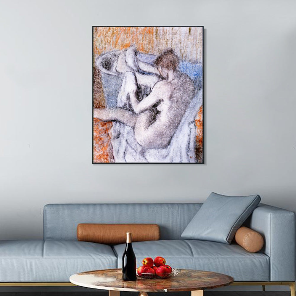 INVIN ART Framed Canvas Giclee Print Art La Toilette apres le Bain,1886-1890 by Edgar Degas Wall Art