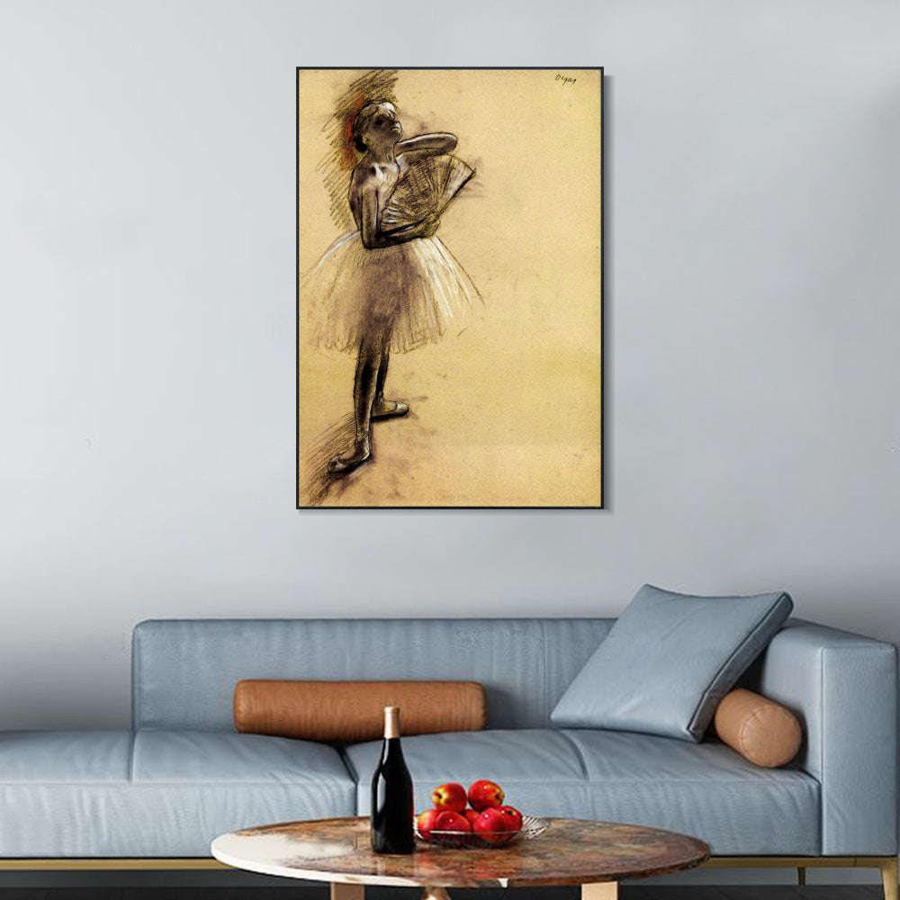 INVIN ART Framed Canvas Giclee Print Art Dancer with a Fan - 1880 by Edgar Degas Wall Art