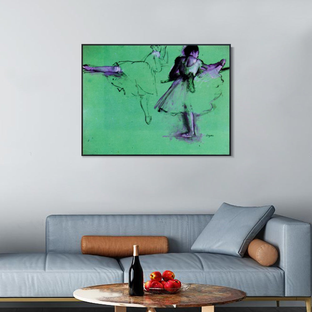 INVIN ART Framed Canvas Giclee Print Art Dancers at the Barre - circa 1873 by Edgar Degas Wall Art