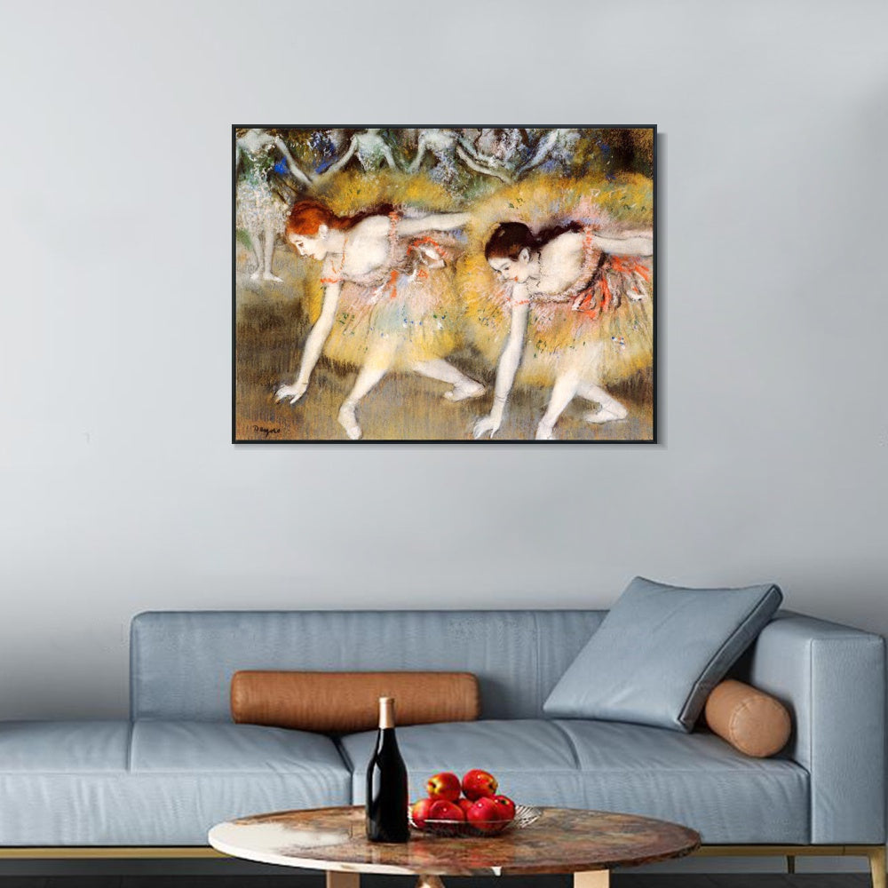 INVIN ART Framed Canvas Giclee Print Art Dancers Bending Down by Edgar Degas Wall Art