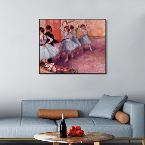 INVIN ART Framed Canvas Giclee Print Art Dancers in Light Blue by Edgar Degas Wall Art Living Room Home Office Decorations