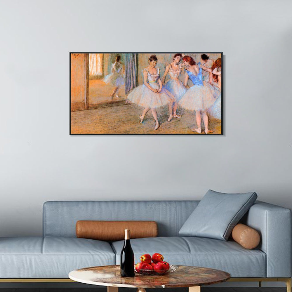 INVIN ART Framed Canvas Giclee Print Art Dancers in the Studio,circa 1884 by Edgar Degas Wall Art