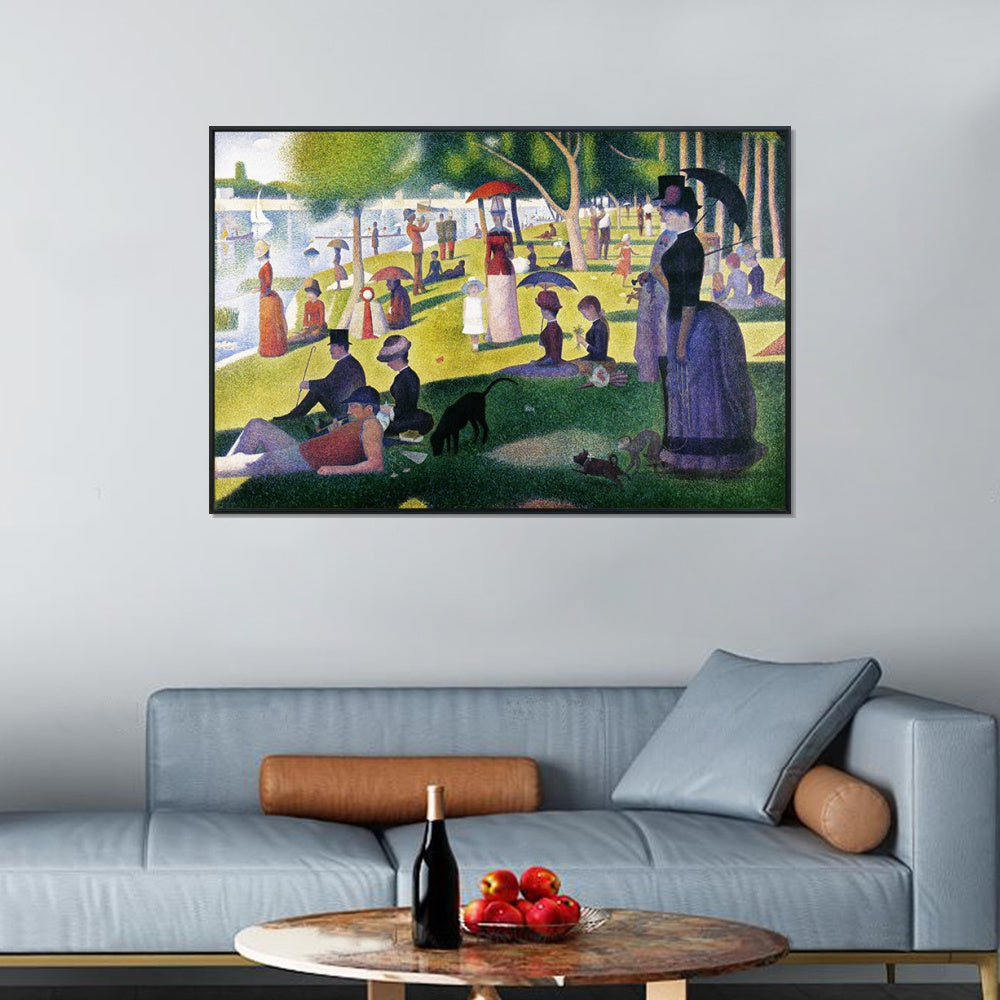 INVIN ART Framed Canvas Giclee Print Art A Sunday Afternoon on the Island of La Grande Jatte by Georges Seurat Wall Art Living Room Home Office Decorations