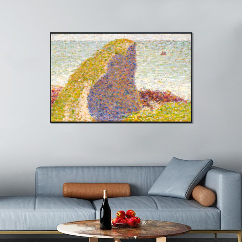 INVIN ART Framed Canvas Giclee Print Art Le Bec du Hoc ¨¤ Grandcamp by Georges Seurat Wall Art Living Room Home Office Decorations