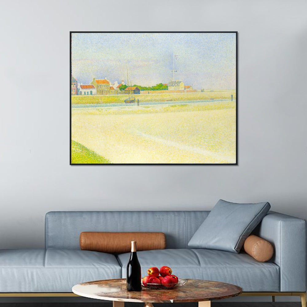 INVIN ART Framed Canvas Giclee Print Art Der Kanal von Gravelines, Grand Fort-Philippe by Georges Seurat Wall Art Living Room Home Office Decorations