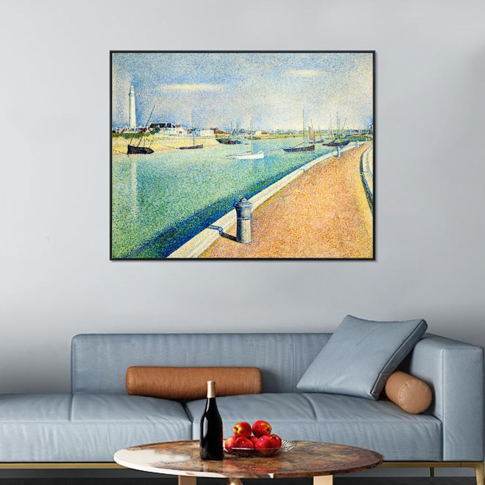 INVIN ART Framed Canvas Giclee Print Art Der Kanal von Gravelines, Petit-Fort-Philippe by Georges Seurat Wall Art Living Room Home Office Decorations