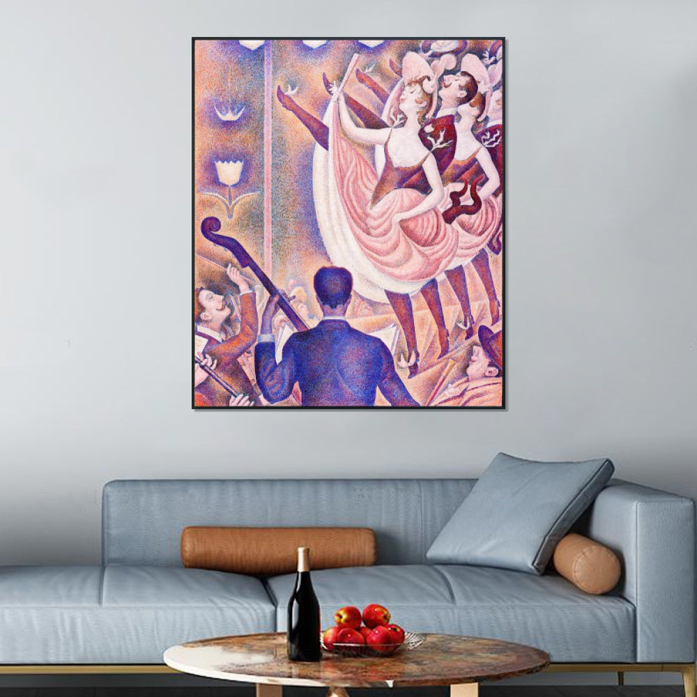 INVIN ART Framed Canvas Giclee Print Art Le Chahut detail by Georges Seurat Wall Art Living Room Home Office Decorations