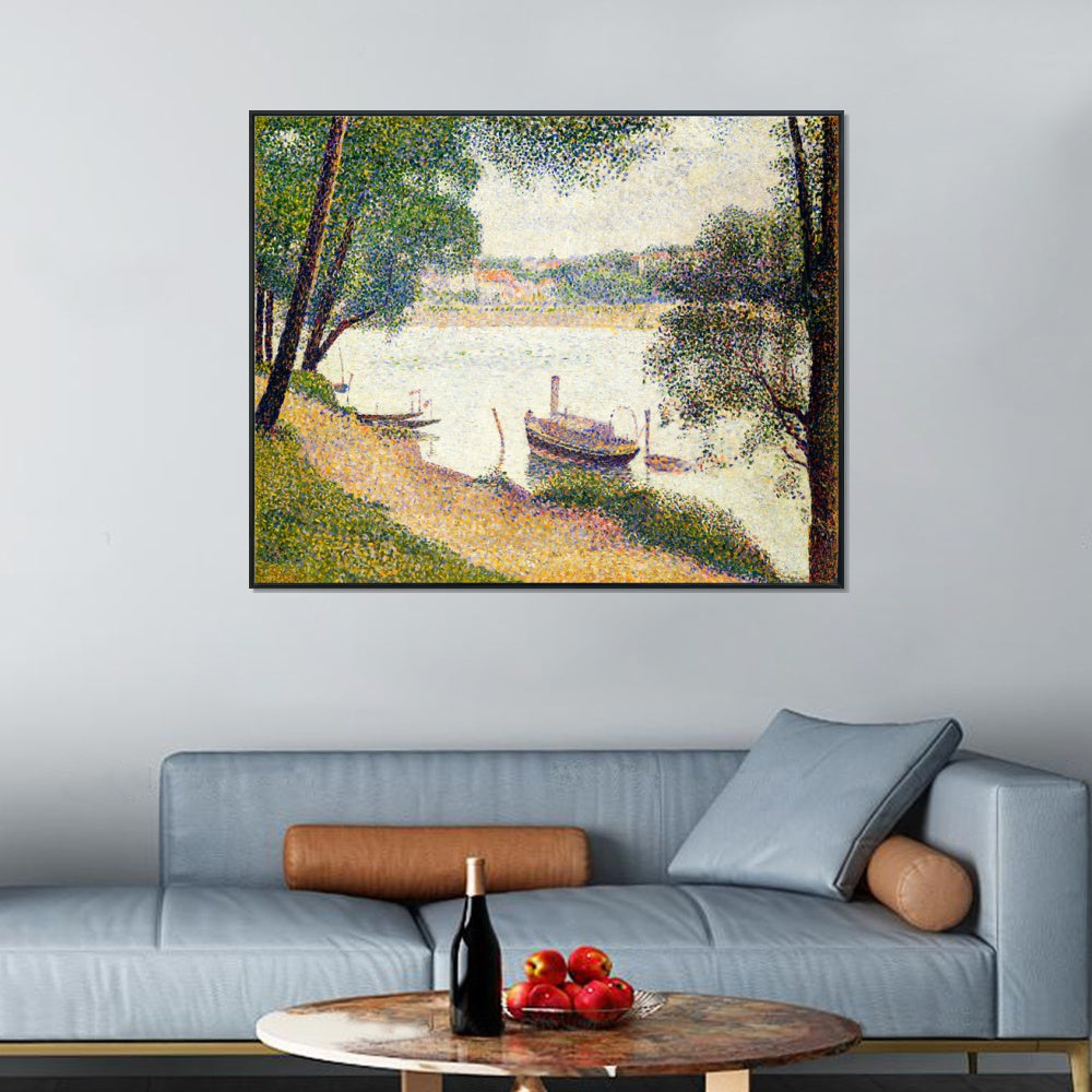 INVIN ART Framed Canvas Giclee Print Art Gray weather, Grande Jatte by Georges Seurat Wall Art Living Room Home Office Decorations