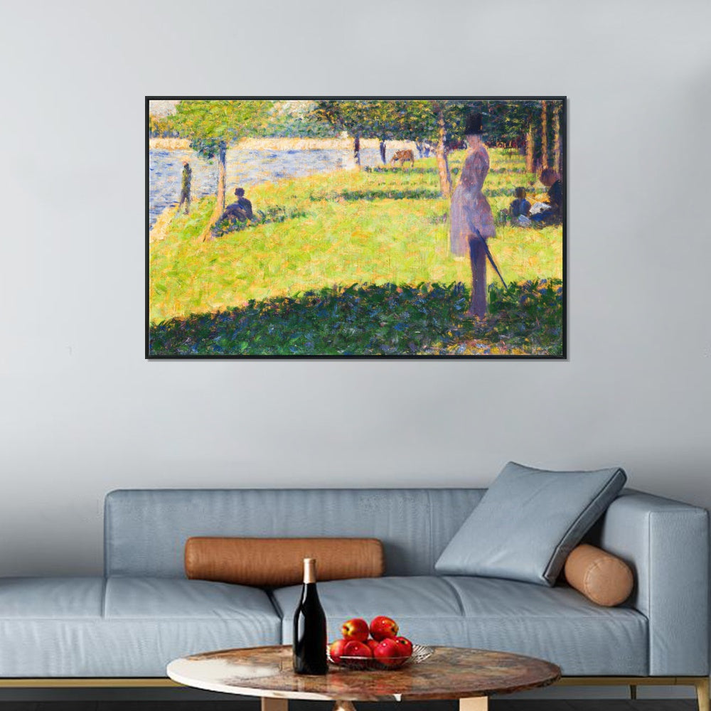 INVIN ART Framed Canvas Giclee Print Art Series#015 by Georges Seurat Wall Art Living Room Home Office Decorations