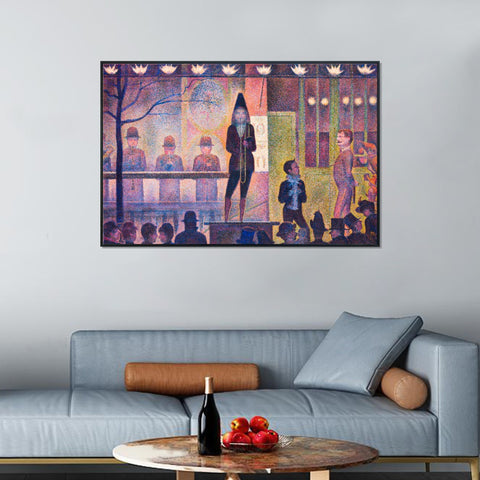 INVIN ART Framed Canvas Giclee Print Art La Parade de Cirque by Georges Seurat Wall Art Living Room Home Office Decorations