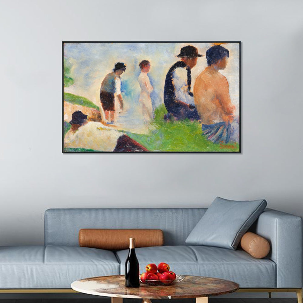 INVIN ART Framed Canvas Giclee Print Art Series#019 by Georges Seurat Wall Art Living Room Home Office Decorations