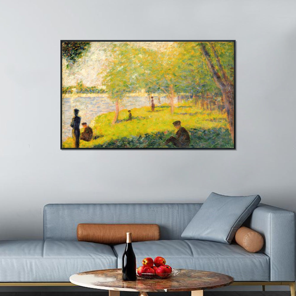 INVIN ART Framed Canvas Giclee Print Art Groupe de personnages by Georges Seurat Wall Art Living Room Home Office Decorations